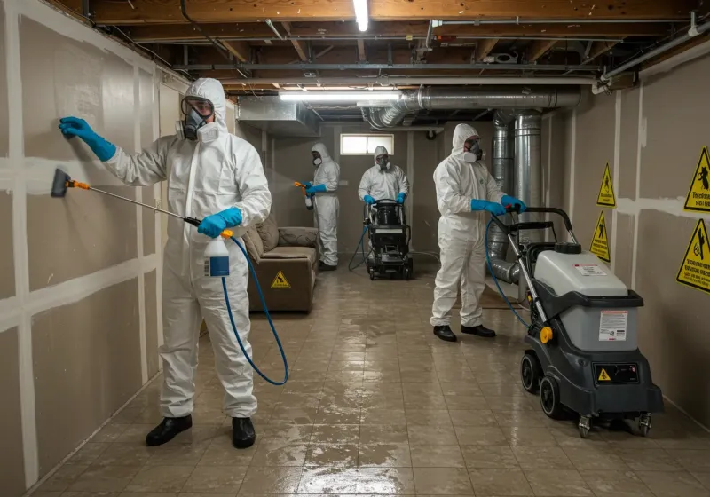 Basement Moisture Removal and Structural Drying process in Glen Raven, NC